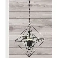 Diamond 3 Pendant Light - Black, Clear Glass