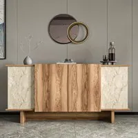 Diana 4-Door Sideboard - Walnut, Travertine Marble Effect alternate view