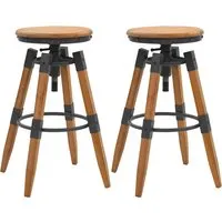 Dianna Round Bar Stools Set of 2 - Brown, Solid Fir Wood alternate view