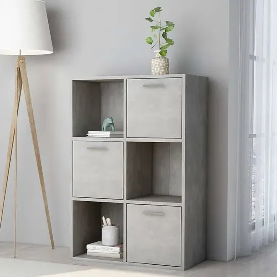 Diara 3-Door Storage Cabinet with Shelves - Concrete Effect product