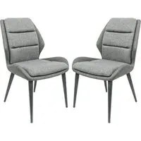 Dickson Dining Chairs in Pair - Grey, Fabric