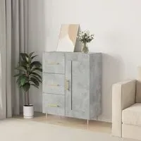 Didim Wooden Sideboard with 1 Door 3 Drawers - Concrete Effect