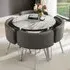 Diego Filo Round Dining Set with 4 Chairs - Grey, Marble Effect