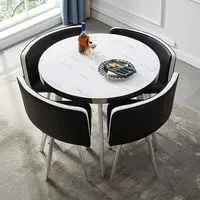 Diego Round Dining Table Set - Marble Effect, Acryl