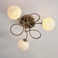 Dieppe 3-Light Semi Flush Ceiling Light - Antique Brass