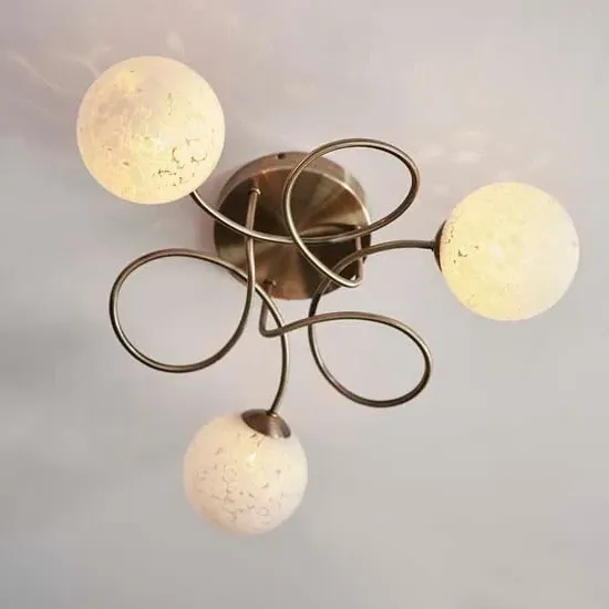 Dieppe 3-Light Semi Flush Ceiling Light - Antique Brass image