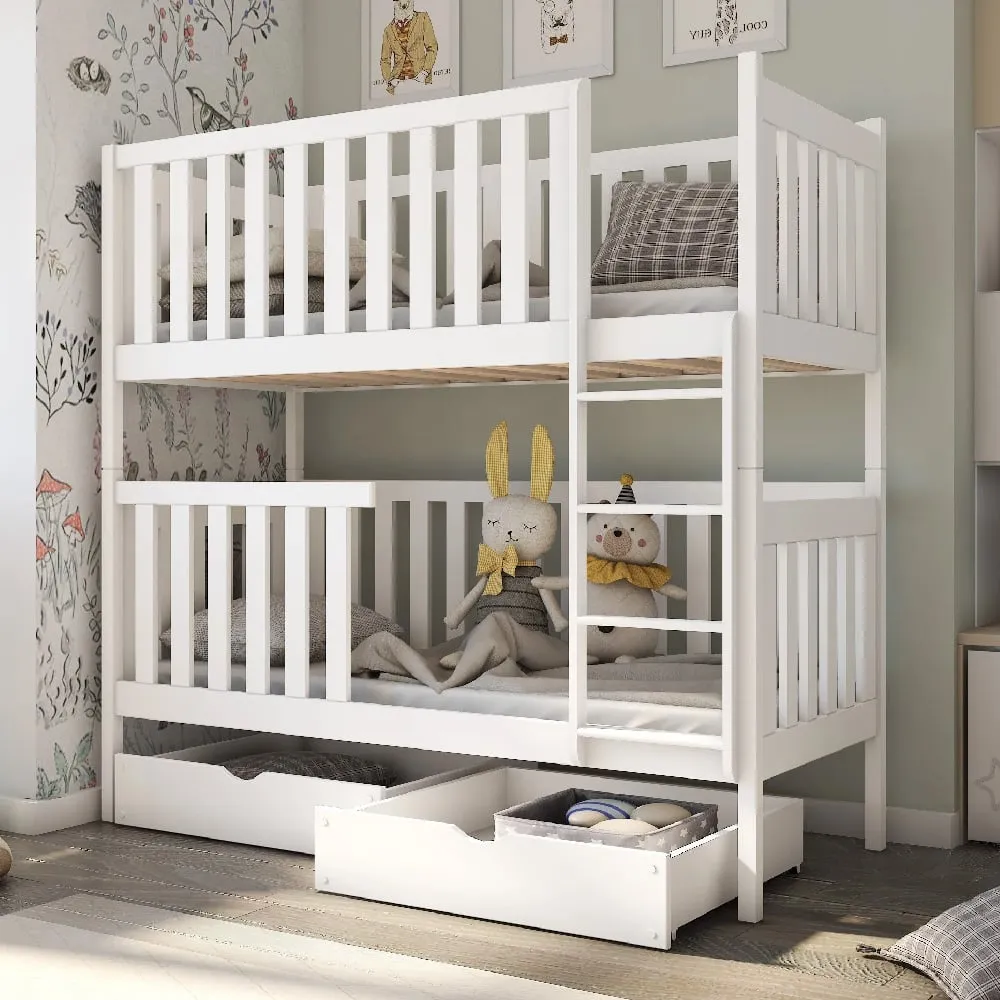Dieppe Bunk Bed with Storage - White, Pine Wood