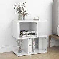 Dimitar Bedside Cabinet - White, High Gloss