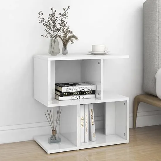 Dimitar Bedside Cabinet - White, High Gloss image