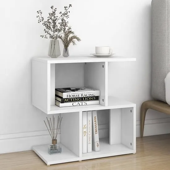 Dimitar Bedside Cabinet with Storage - White, Engineered Wood