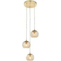 Dimple 3 Light Pendant Light - Champagne, Brass