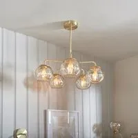 Dimple 5 Light Semi Flush Light - Champagne, Brass