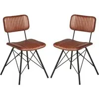 Dinas Dining Chairs In Pair - Bruciato, Leather