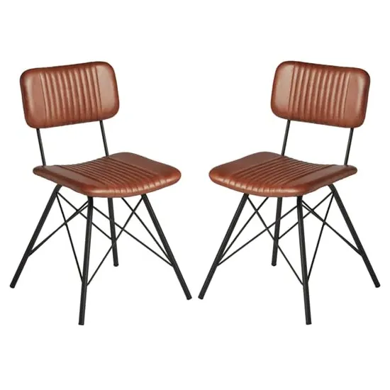 Dinas Dining Chairs In Pair - Bruciato, Leather image