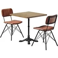 Dinas Wooden Dining Table with 2 Chairs - Brown, Oak