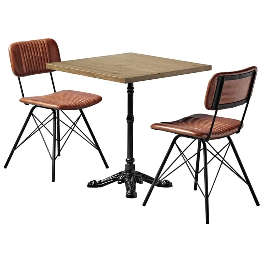 Dinas Wooden Dining Table with 2 Chairs - Brown, Oak image