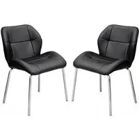 Dinky Bistro Dining Chairs In Pair - Black, Faux Leather