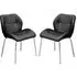 Dinky Bistro Dining Chairs In Pair - Black, Faux Leather