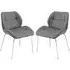 Dinky Bistro Dining Chairs In Pair - Grey, Faux Leather