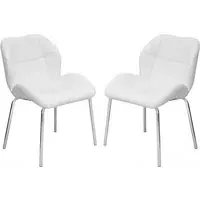 Dinky Bistro Dining Chairs In Pair - White, Faux Leather