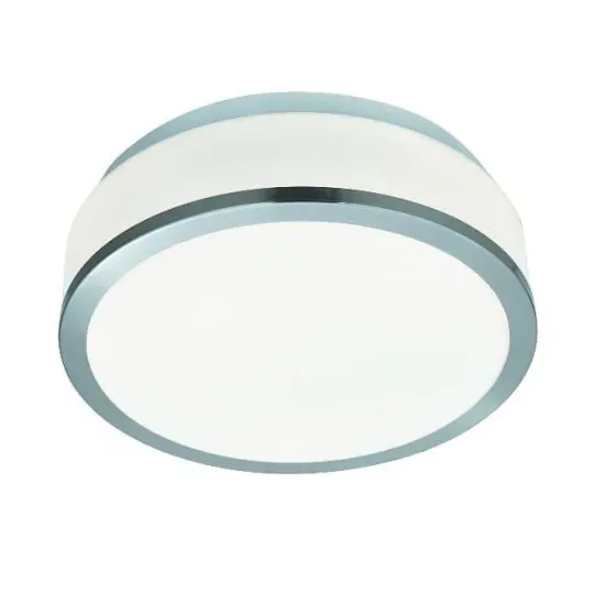 Discs Round Ceiling Lamp Flush Fitting - Opal White, Silver
