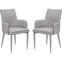 Divina Carver Dining Chair Pair - Grey, Fabric
