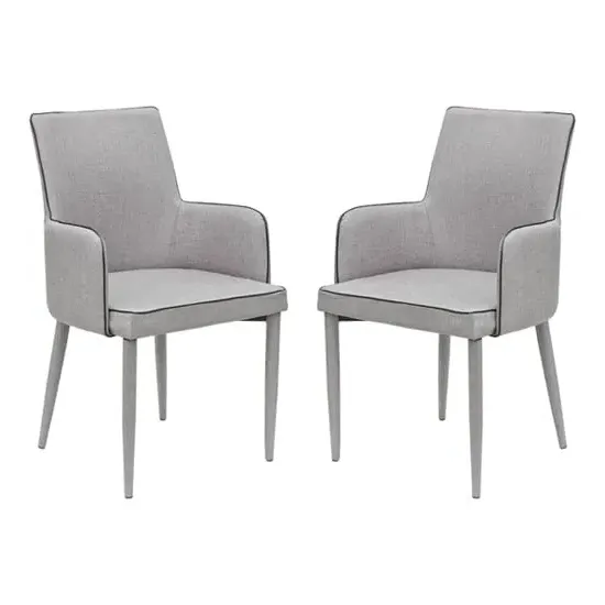 Divina Carver Dining Chair Pair - Grey, Fabric
