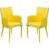 Divina Carver Dining Chair Pair - Yellow, Fabric