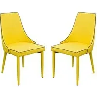 Divina Dining Chair Pair - Yellow, Fabric