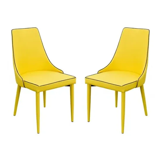 Divina Dining Chair Pair - Yellow, Fabric