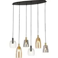 Divine 6 Light Multi Drop Pendant Light - Black