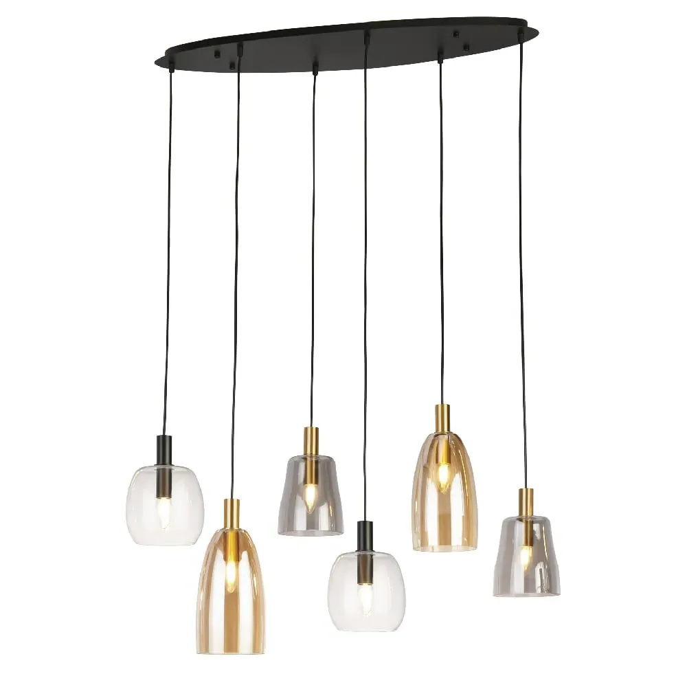 Divine 6 Light Multi Drop Pendant Light - Black image