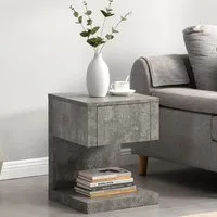 Dixon Wooden Bedside Cabinet with Drawer - Concrete Effect