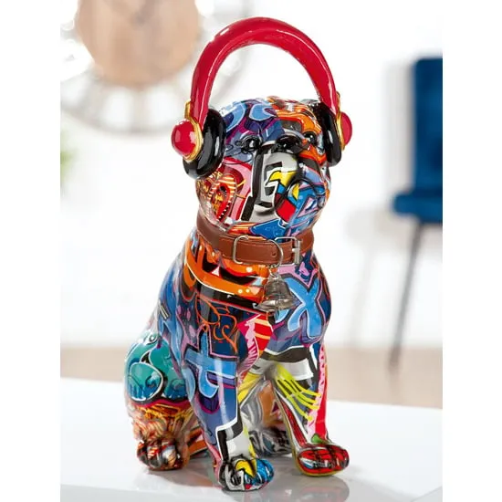 Dog Music Pop Art Design Sculpture - Multicolour, Polyresin