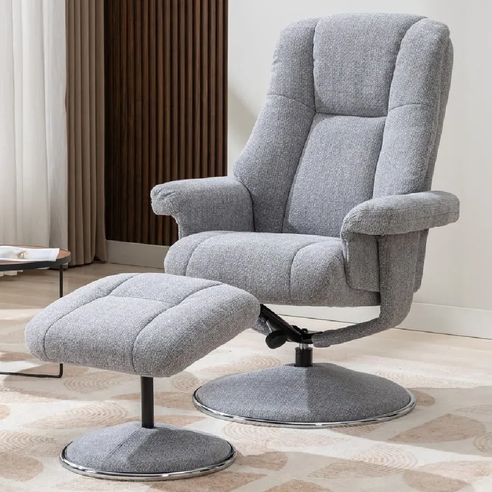 Dollis Recliner Chair with Stool - Dove, Fabric image