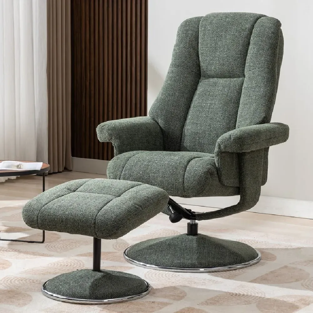 Dollis Recliner Chair with Stool - Fern, Fabric