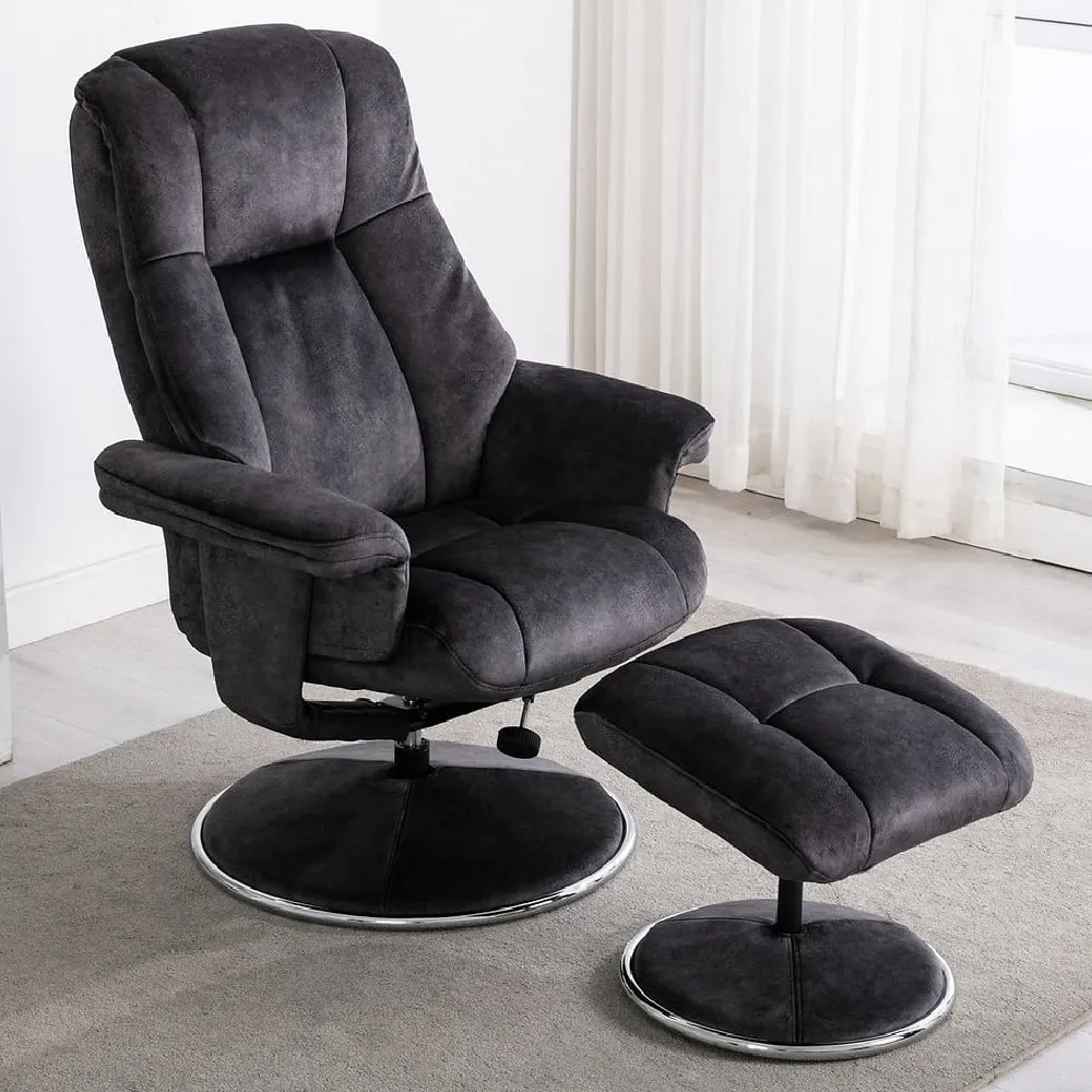 Dollis Recliner Chair with Stool - Liquorice, Fabric