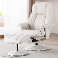 Dollis Swivel Recliner Chair with Stool - Mushroom, Leather