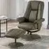 Dollis Swivel Recliner Chair with Stool - Olive Green, Leather