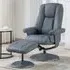 Dollis Swivel Recliner Chair with Stool - Petrol Blue, Leather