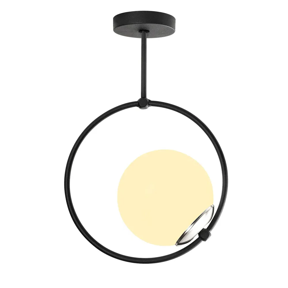 Dolunay Round Ceiling Pendant Light - Black, White, Metal product