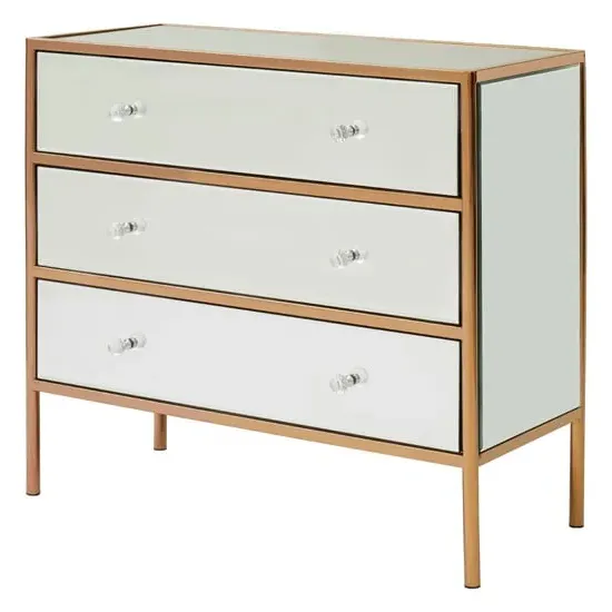 Dombay Mirrored Chest with 3 Drawers - Rose Gold image