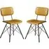 Donna Vintage Dining Chairs In Pair - Gold, Leather