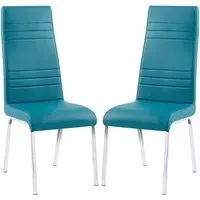 Dora Dining Chairs - Teal, Faux Leather