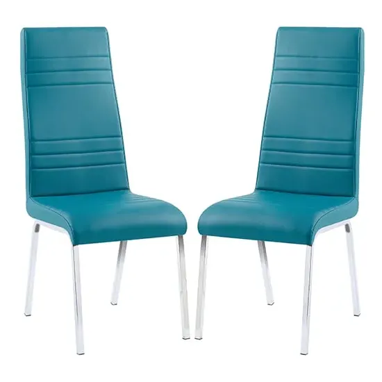 Dora Dining Chairs - Teal, Faux Leather image