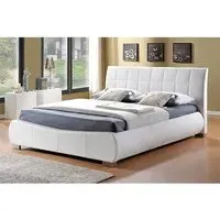 Dorado Double Bed Frame with Pleated Headboard - White, Faux Leather