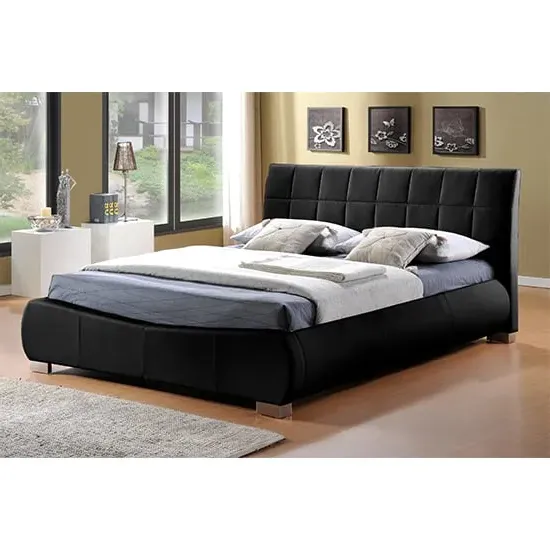 Dorado Super King Size Bed Frame - Black, Faux Leather