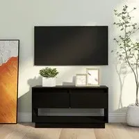 Doric TV Stand with 2 Drawers - Black, Pine Wood