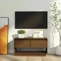 Doric TV Stand with 2 Drawers - Brown, Pine Wood