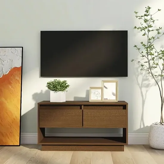 Doric TV Stand with 2 Drawers - Brown, Pine Wood image